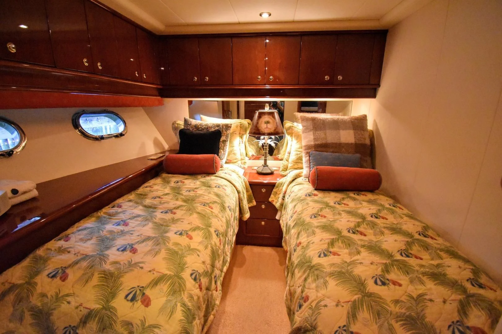 a room with a bed and a table aboard CLEW LESS Yacht for Sale