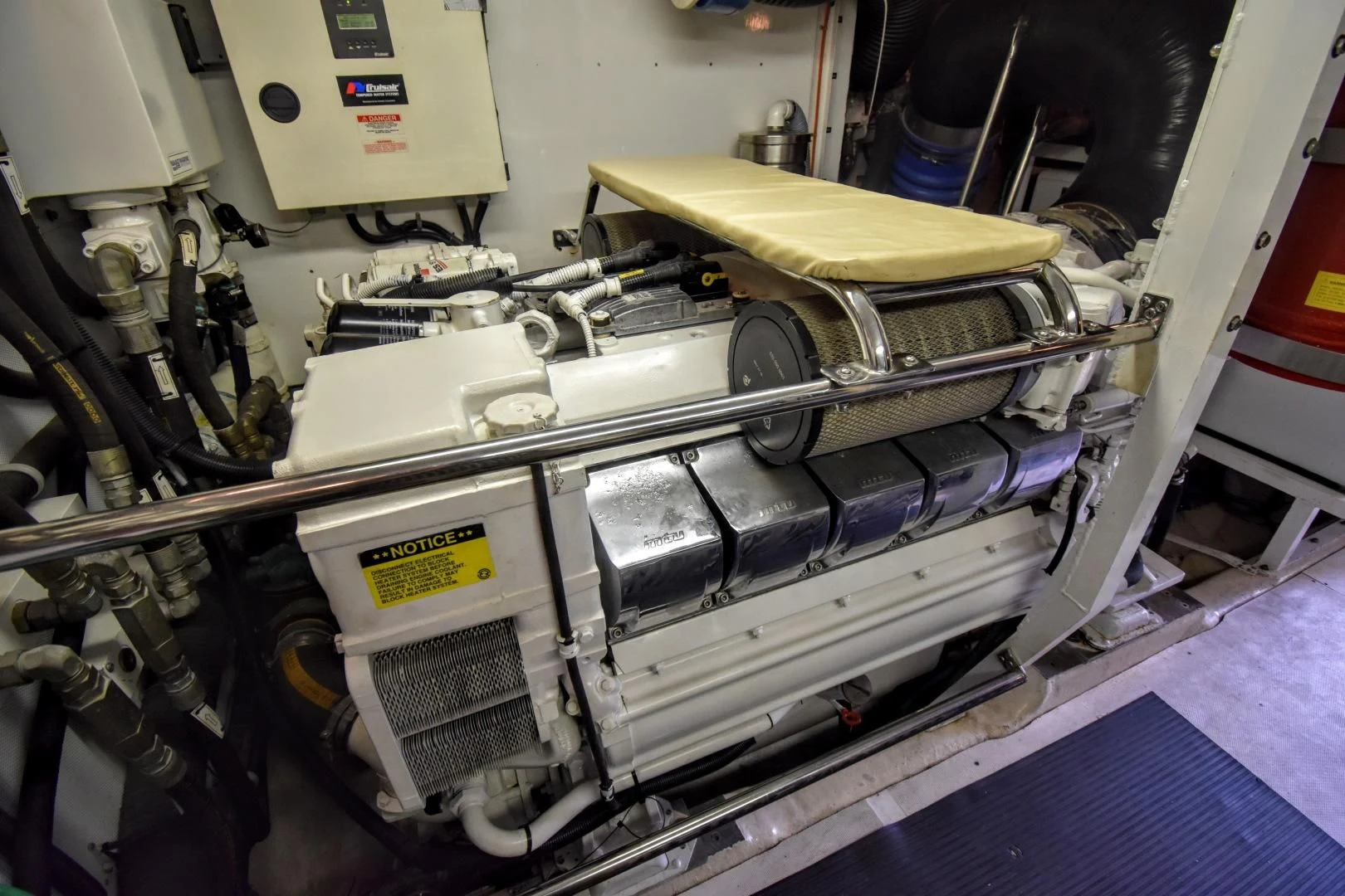 a machine with a yellow tag aboard CLEW LESS Yacht for Sale