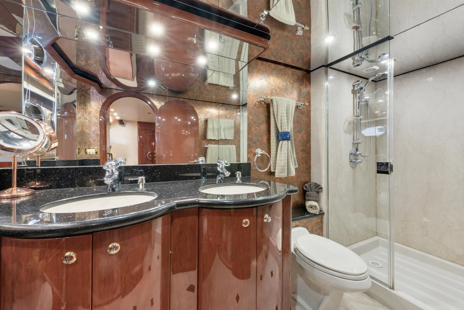 a bathroom with a sink and a toilet aboard CLEW LESS Yacht for Sale