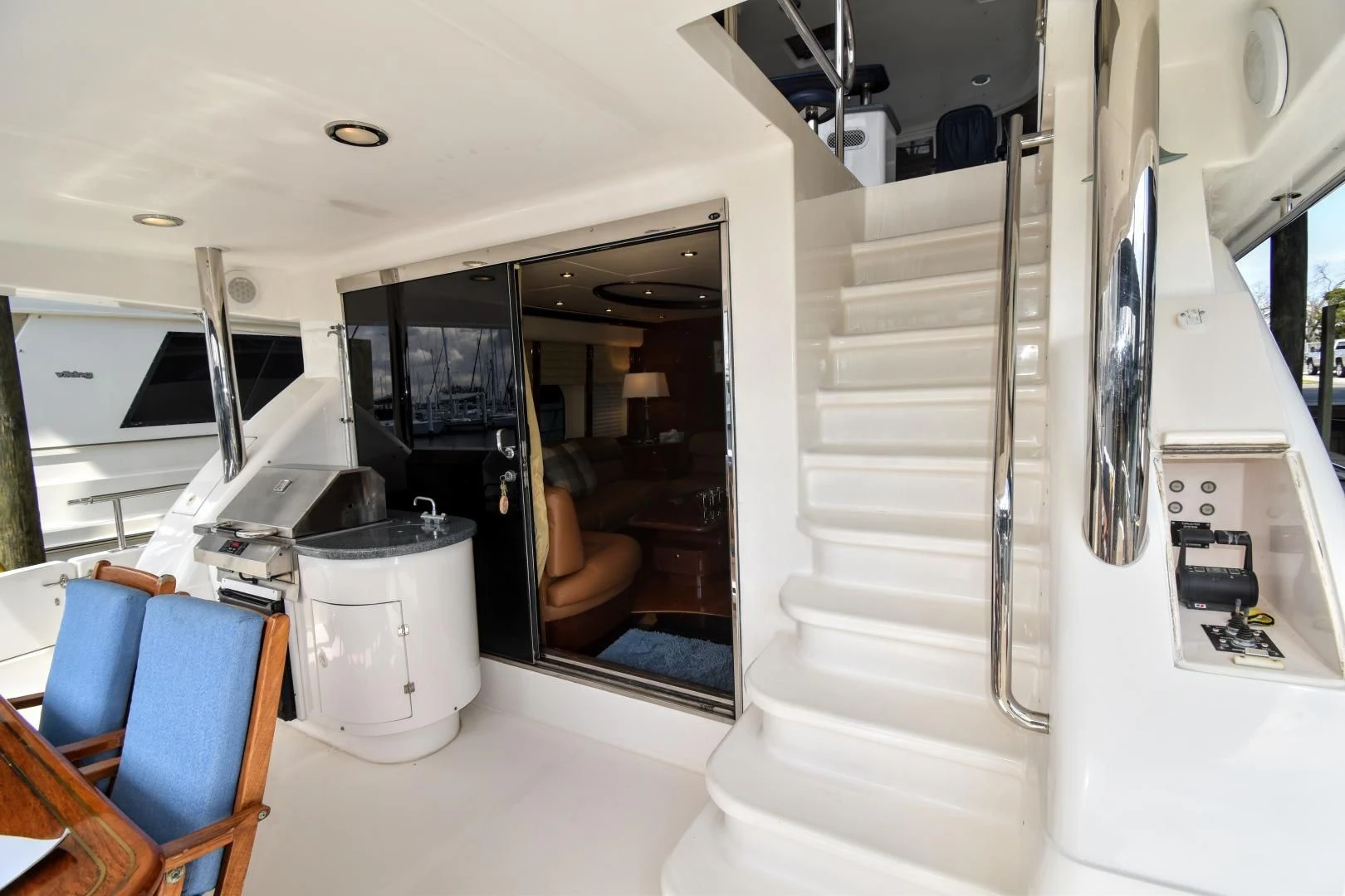 a person inside a room aboard CLEW LESS Yacht for Sale