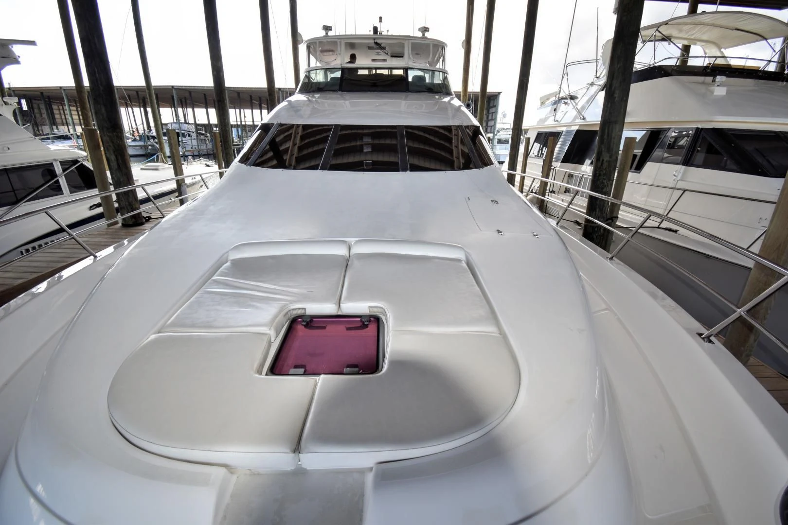 the front of a boat aboard CLEW LESS Yacht for Sale
