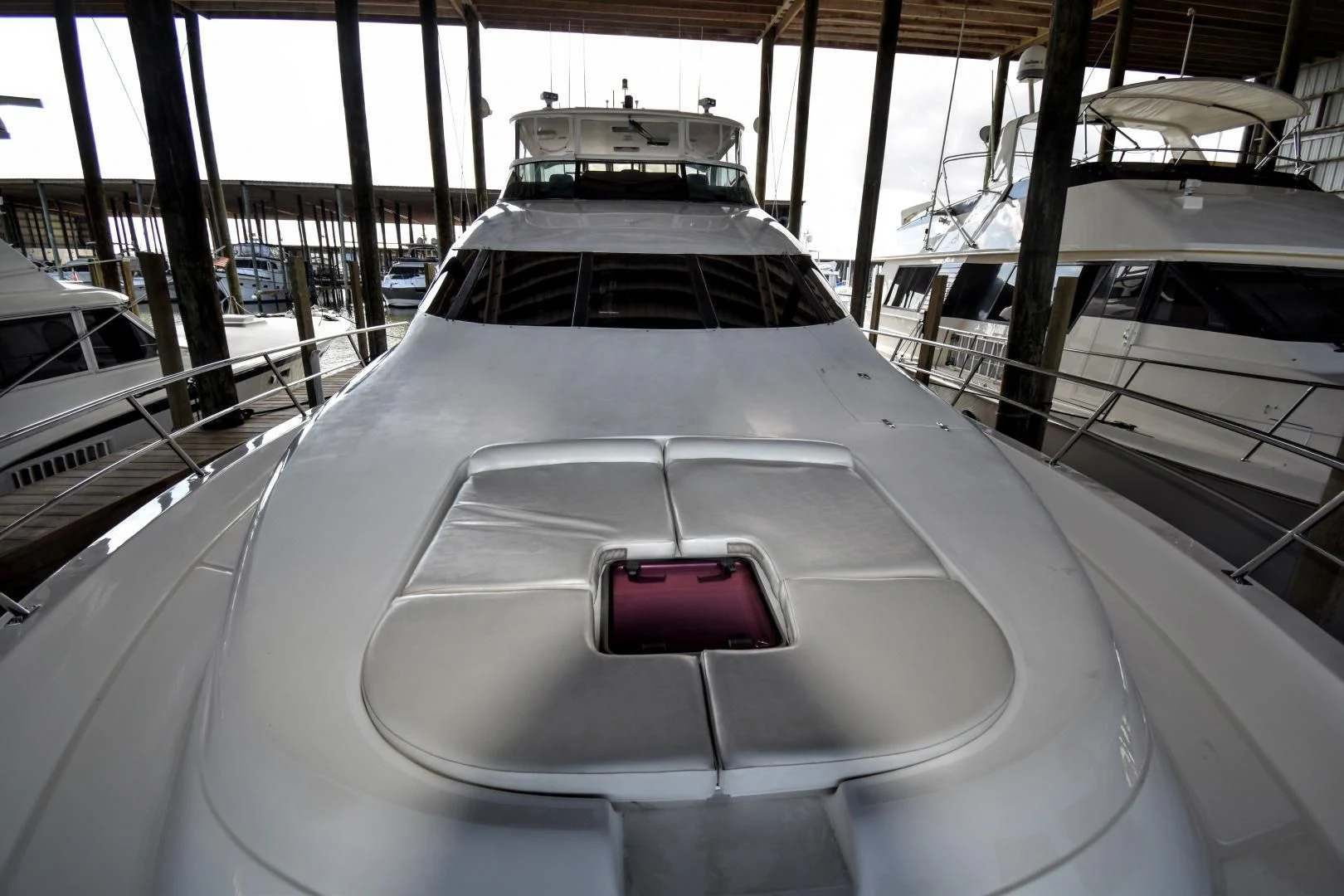 the inside of a white car aboard CLEW LESS Yacht for Sale
