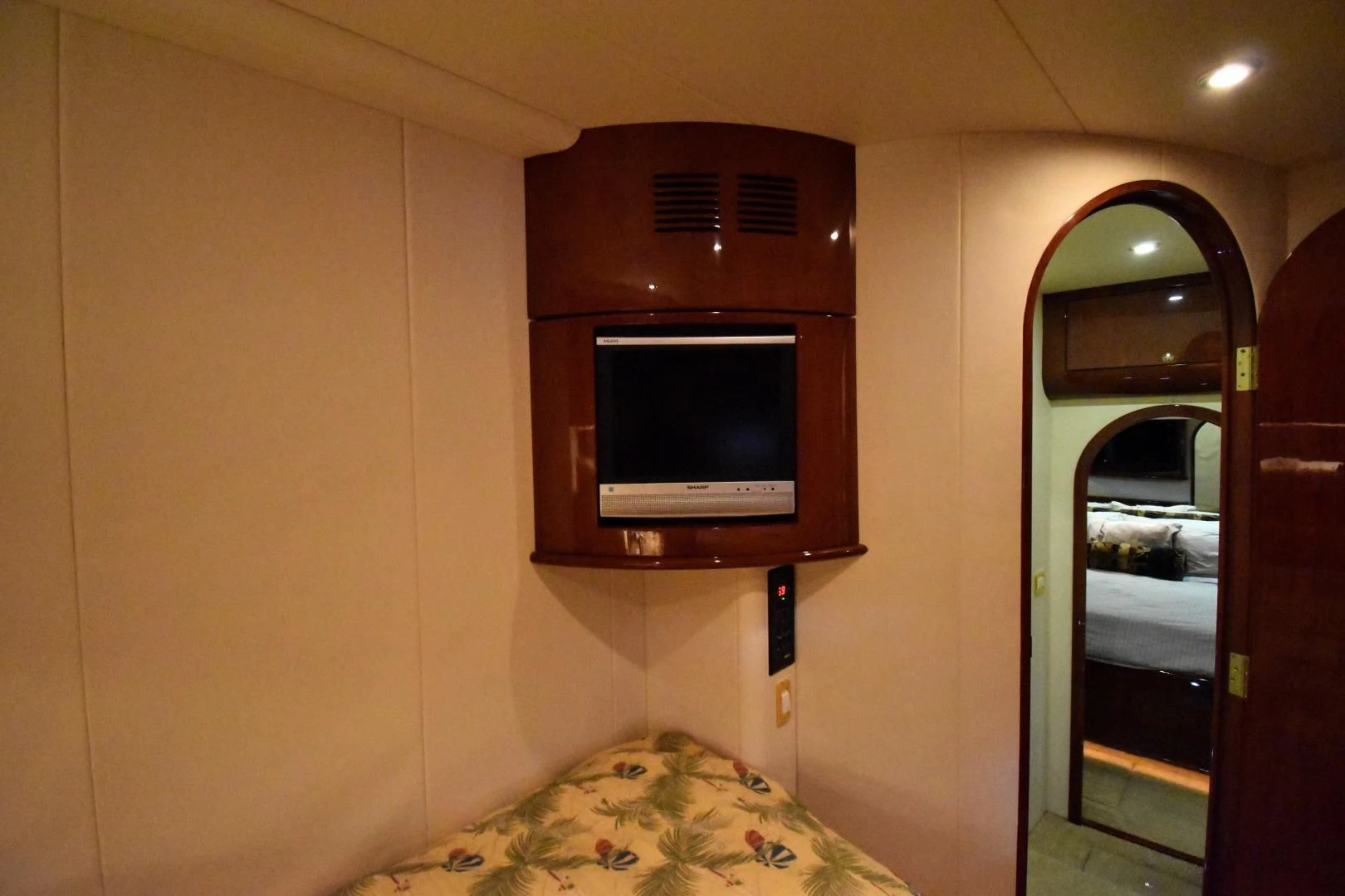 a tv on a wall aboard CLEW LESS Yacht for Sale