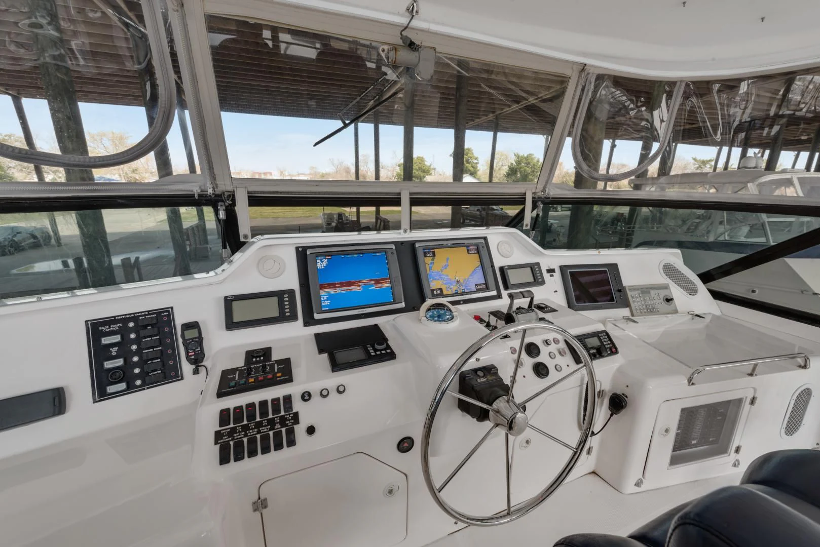 inside of a white vehicle aboard CLEW LESS Yacht for Sale