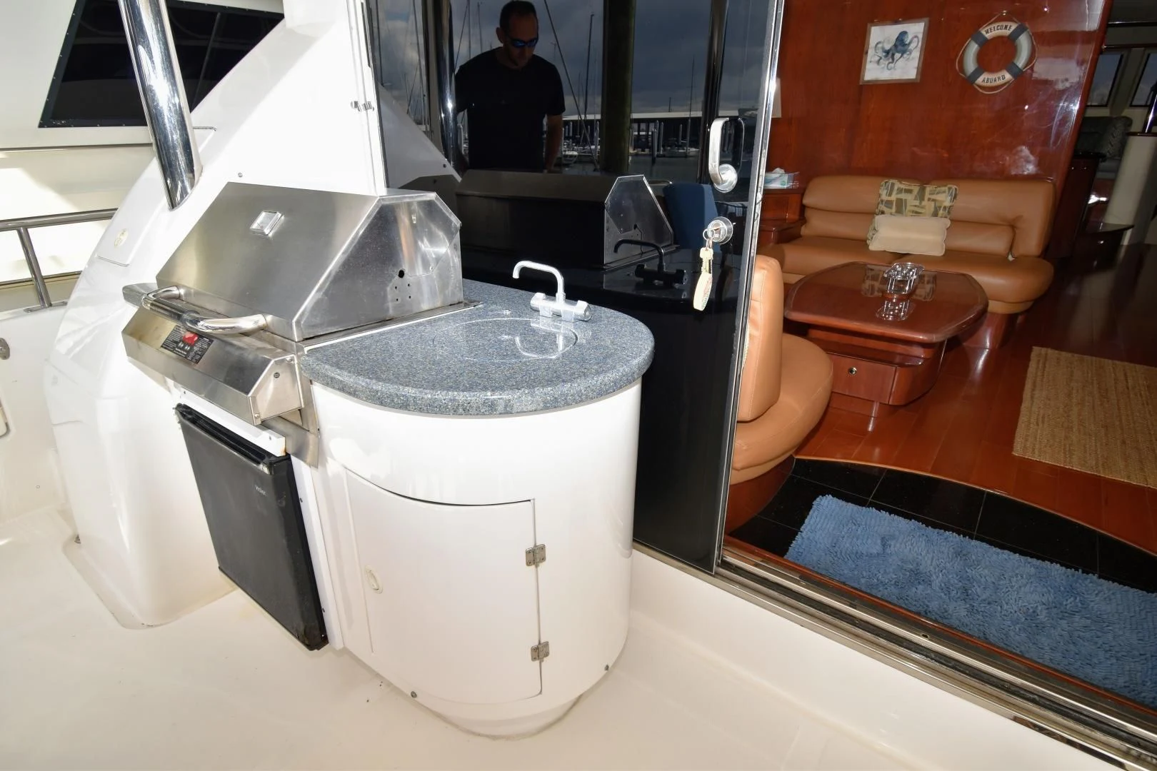 a large silver sink aboard CLEW LESS Yacht for Sale
