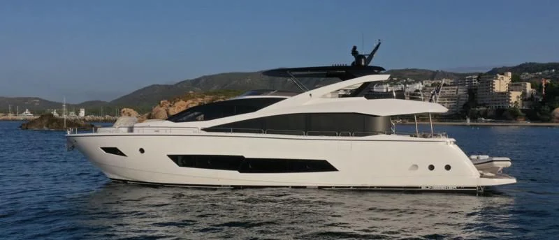 a white yacht on the water aboard LUCKY GIRLS Yacht for Sale