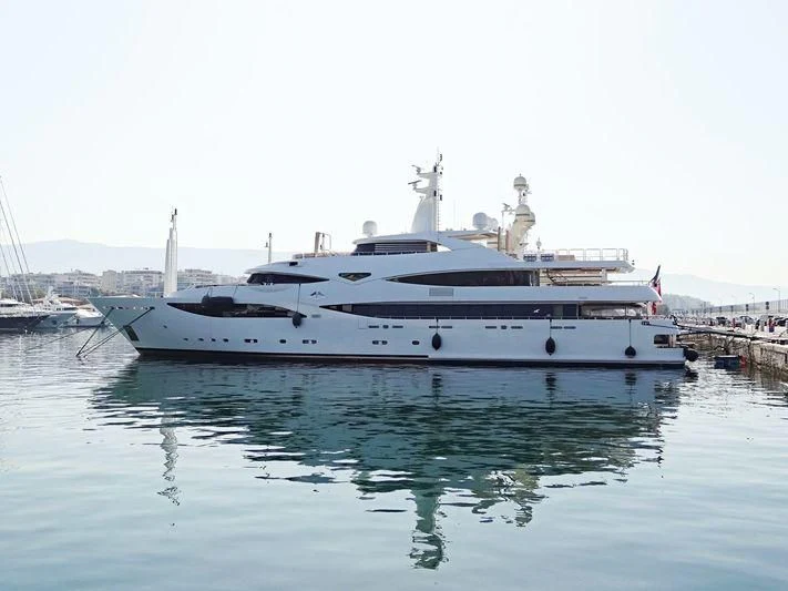 a white yacht in the water aboard ALOUETTE II Yacht for Sale