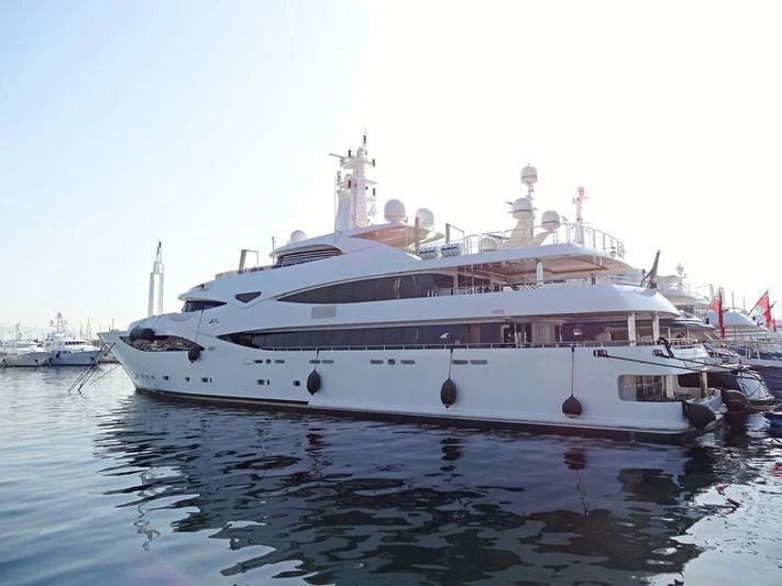 a large white yacht aboard ALOUETTE II Yacht for Sale