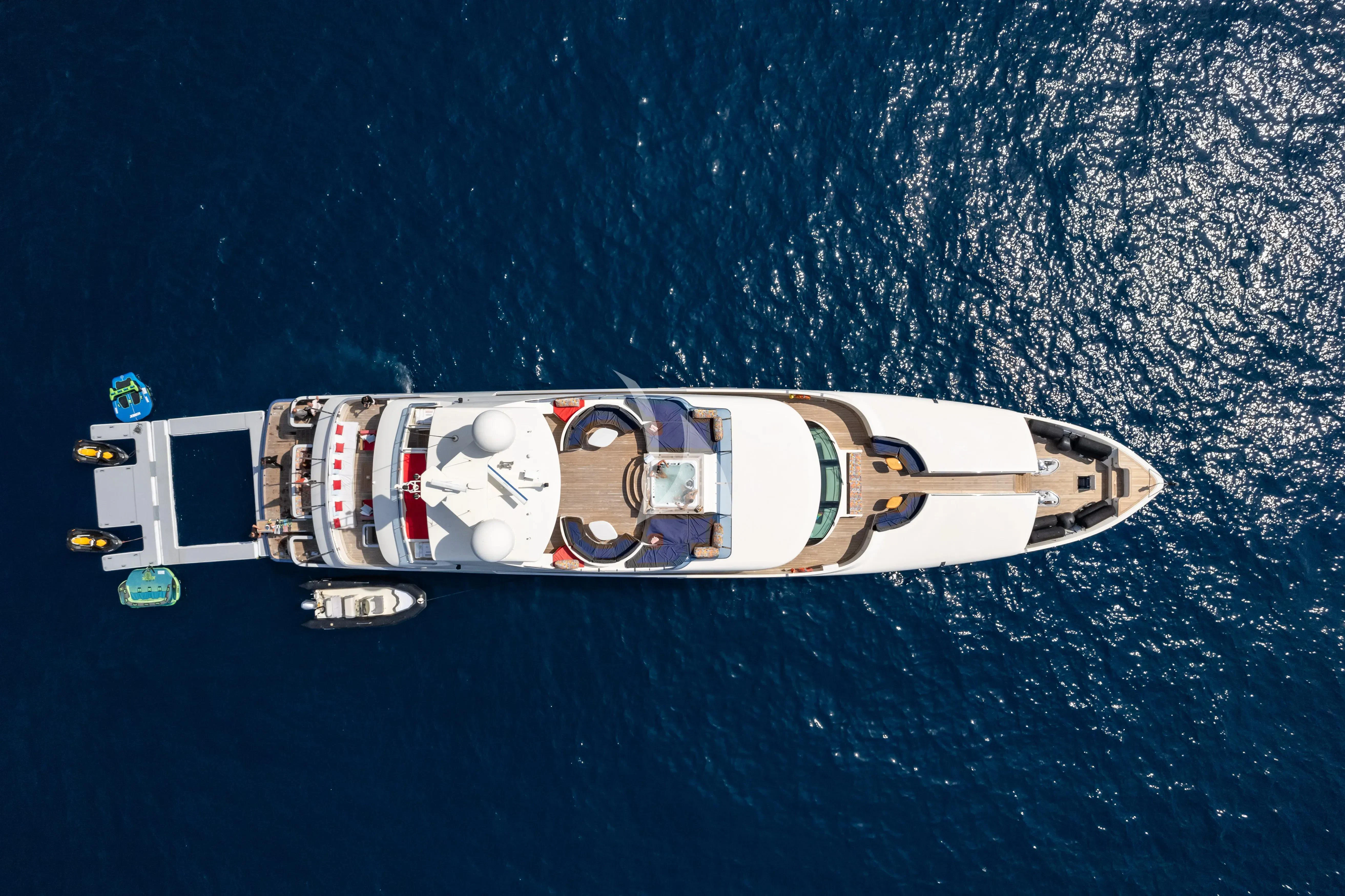 a space ship in space aboard IRAMA Yacht for Sale