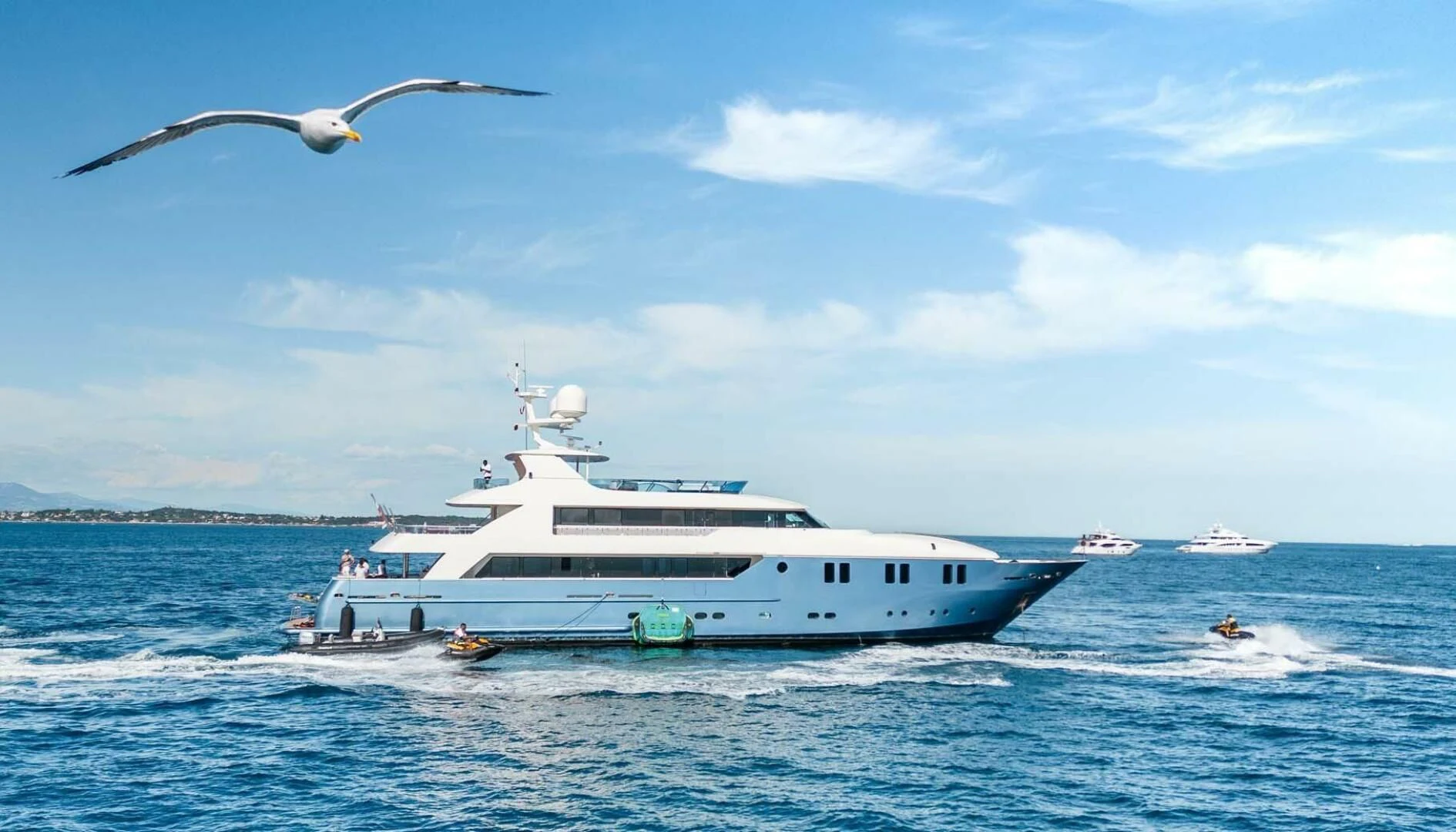 a seaplane on the water aboard IRAMA Yacht for Sale