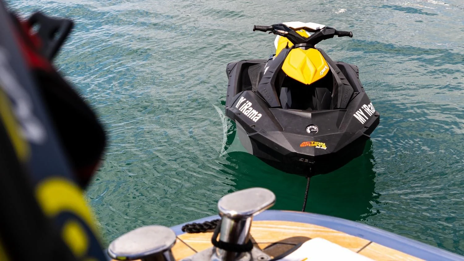 a boat with a life vest on aboard IRAMA Yacht for Sale