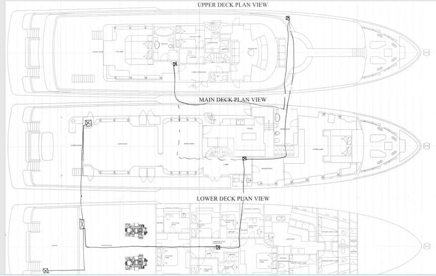 diagram, engineering drawing aboard IRAMA Yacht for Sale
