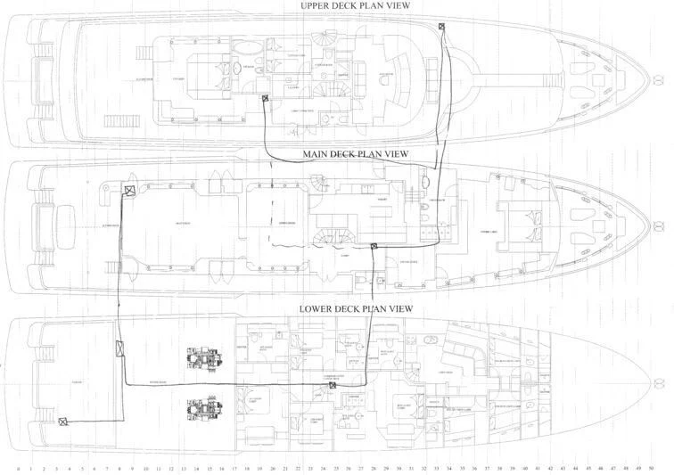 diagram, engineering drawing aboard IRAMA Yacht for Sale