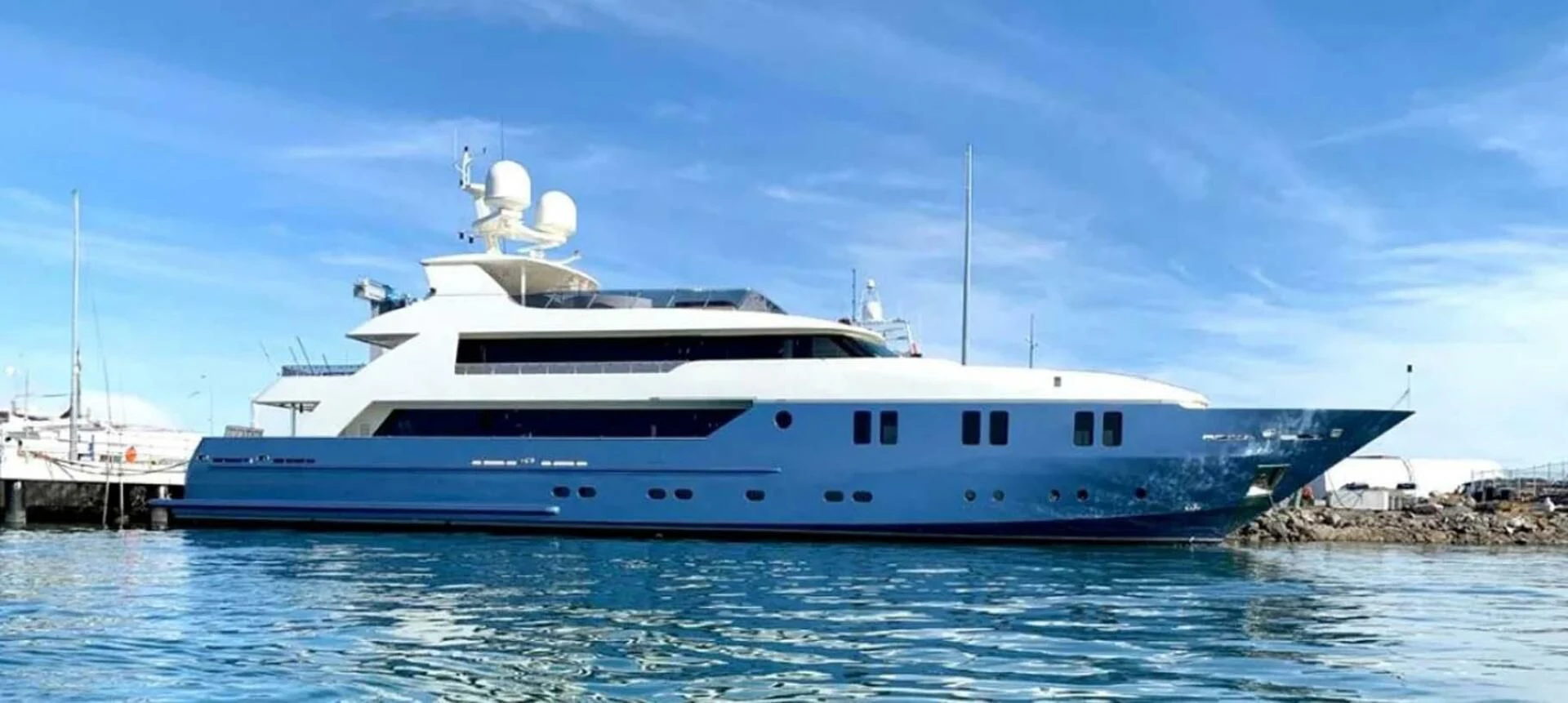 a large white boat aboard IRAMA Yacht for Sale