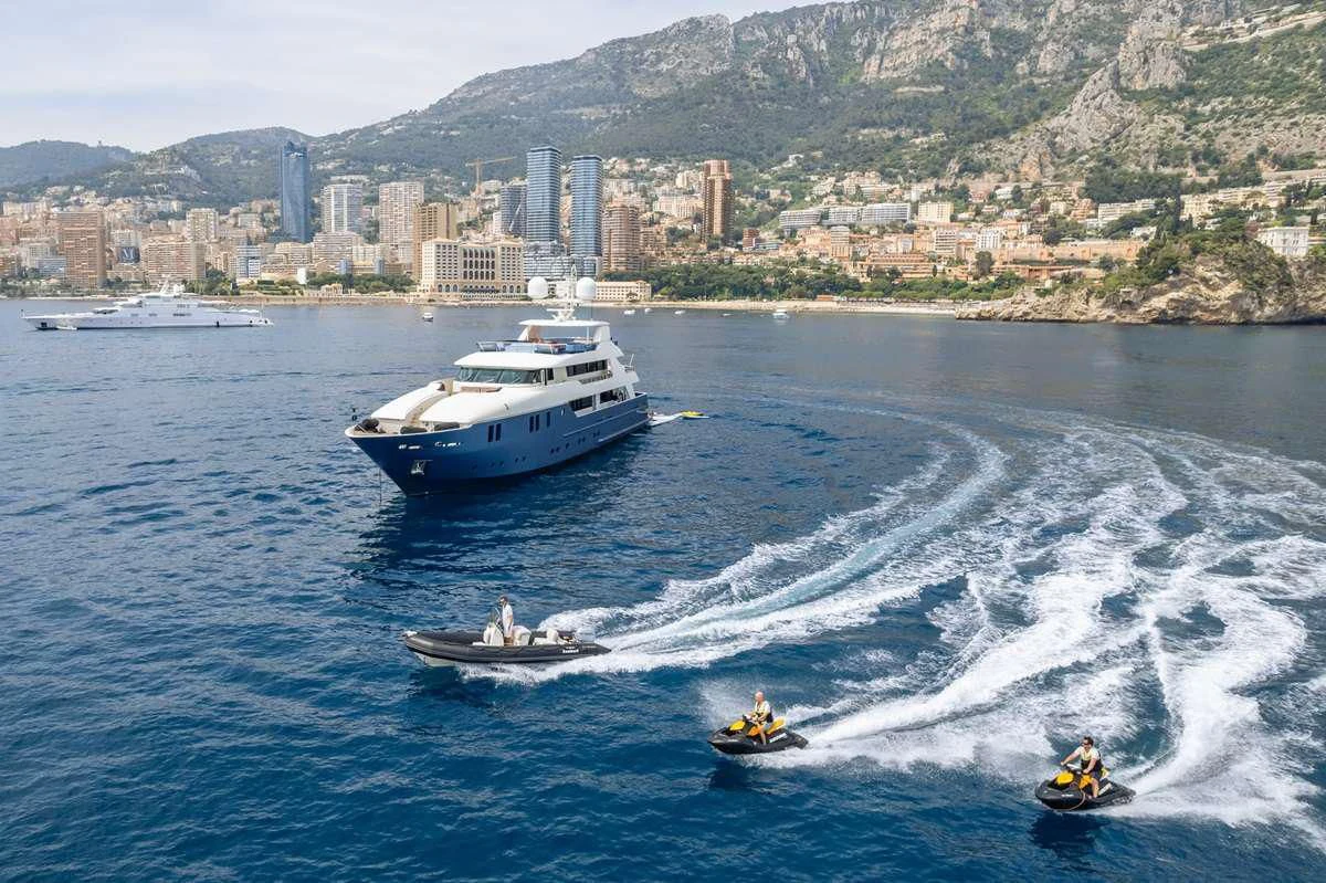 a group of boats on the water aboard IRAMA Yacht for Sale