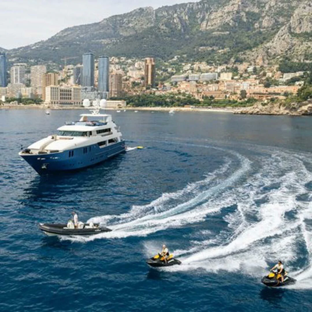 a boat and a boat on water aboard IRAMA Yacht for Sale