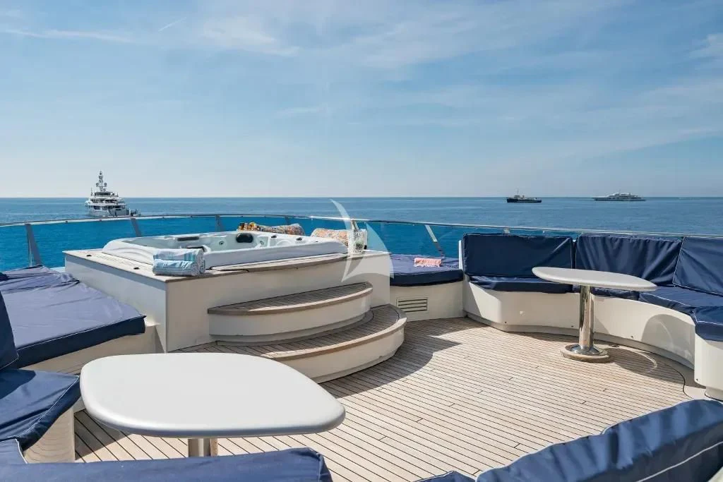 a boat on the water aboard IRAMA Yacht for Sale