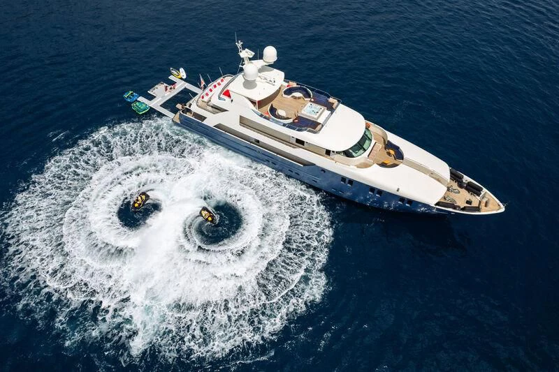 a space ship in the water aboard IRAMA Yacht for Sale