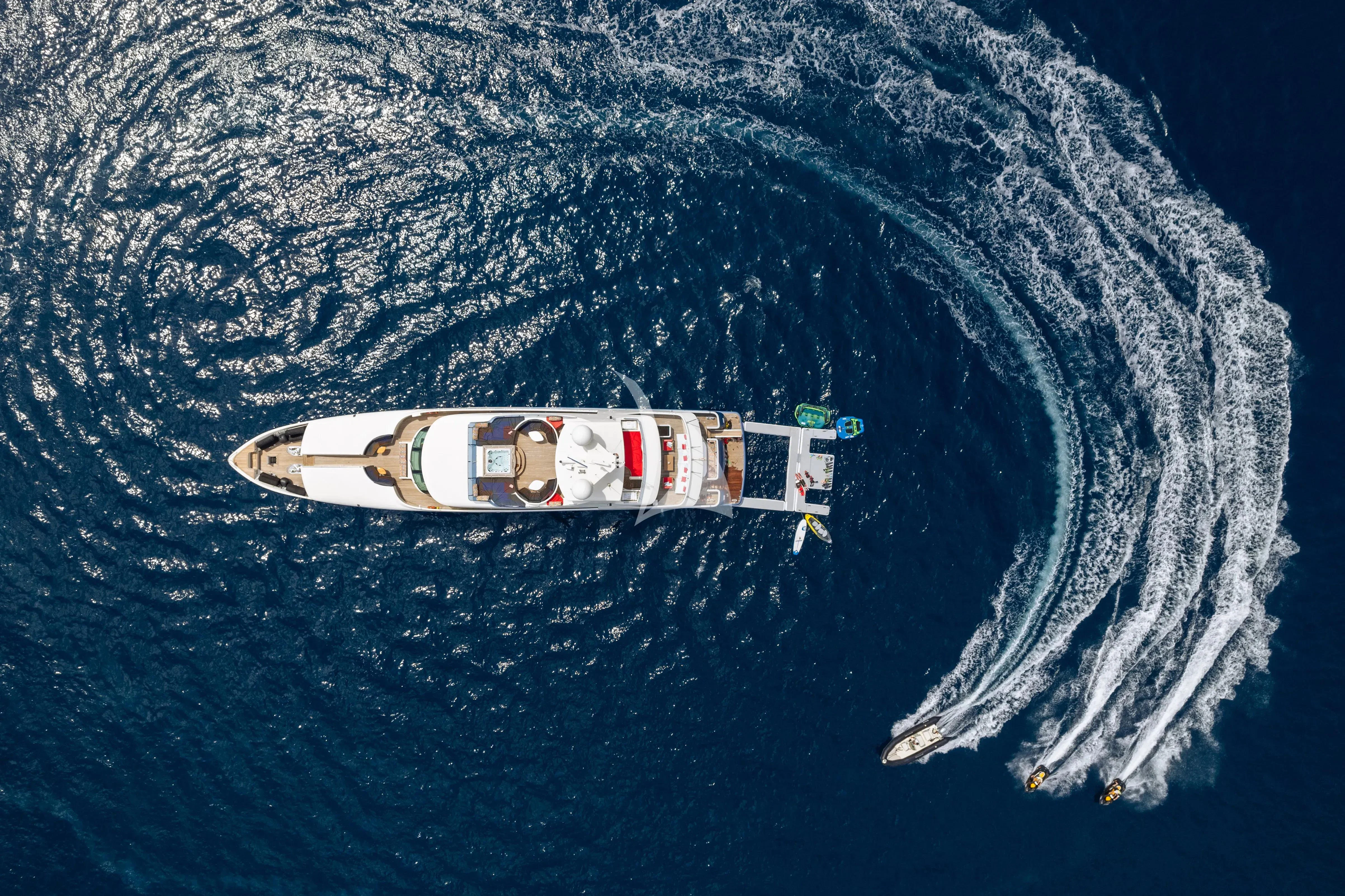 a boat in the water aboard IRAMA Yacht for Sale