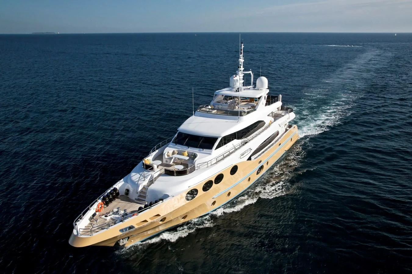 a large white boat in the water aboard GRAND CRU Yacht for Sale