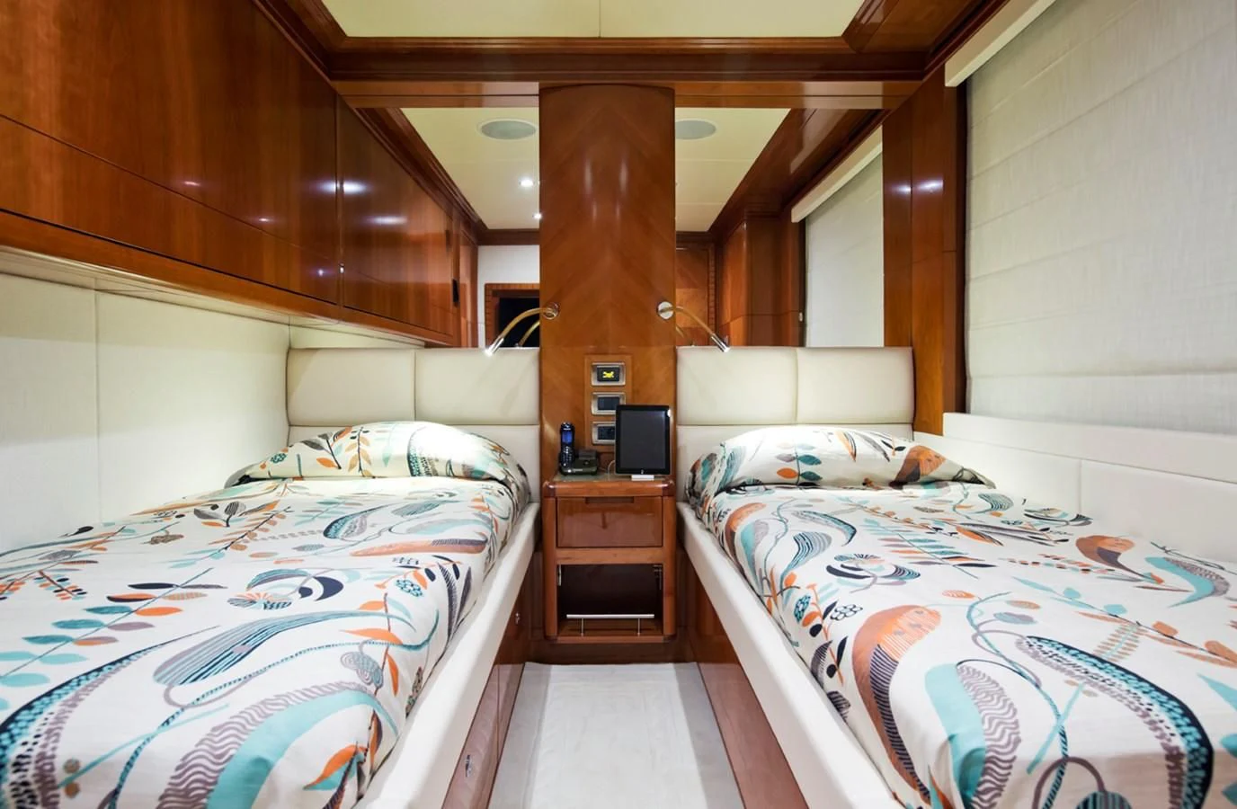 a couple of beds in a room aboard GRAND CRU Yacht for Sale