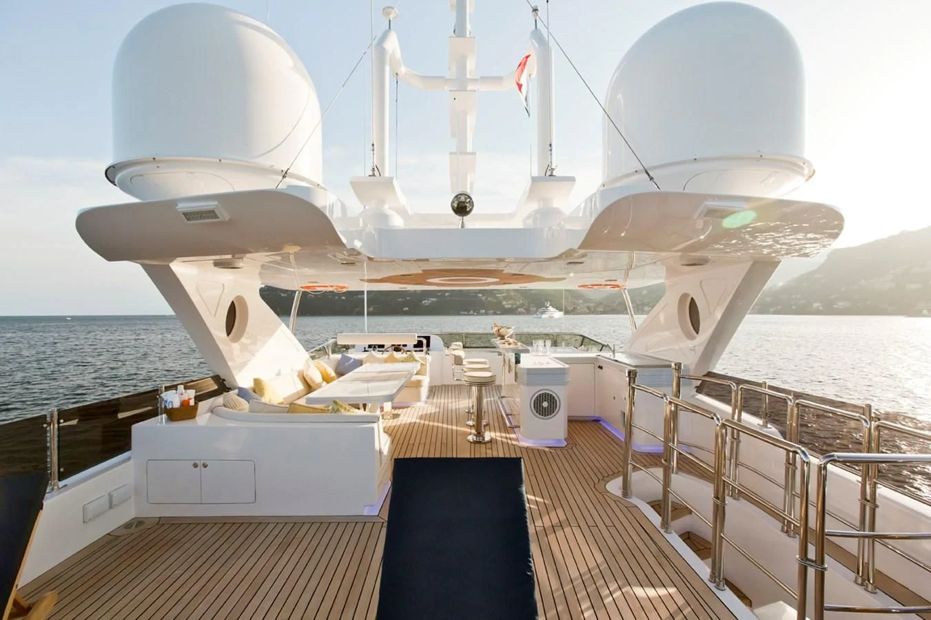 a large space ship on a deck aboard GRAND CRU Yacht for Sale