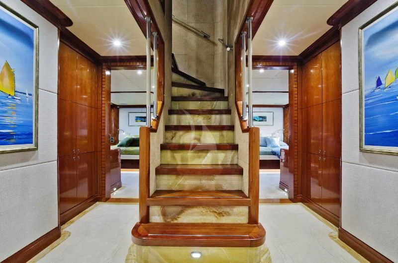 a staircase in a building aboard GRAND CRU Yacht for Sale