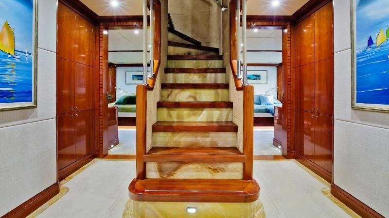 a staircase in a building aboard GRAND CRU Yacht for Sale