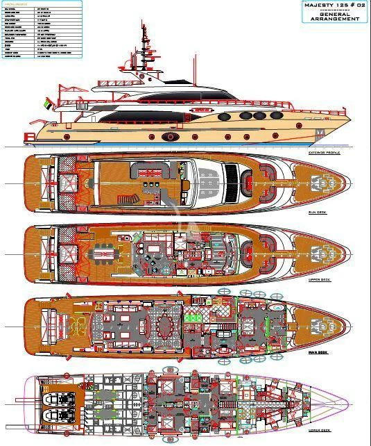 a diagram of a large ship aboard GRAND CRU Yacht for Sale