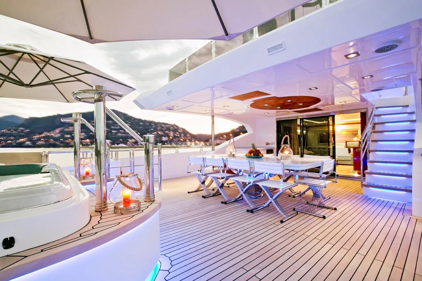 a boat on a deck aboard GRAND CRU Yacht for Sale