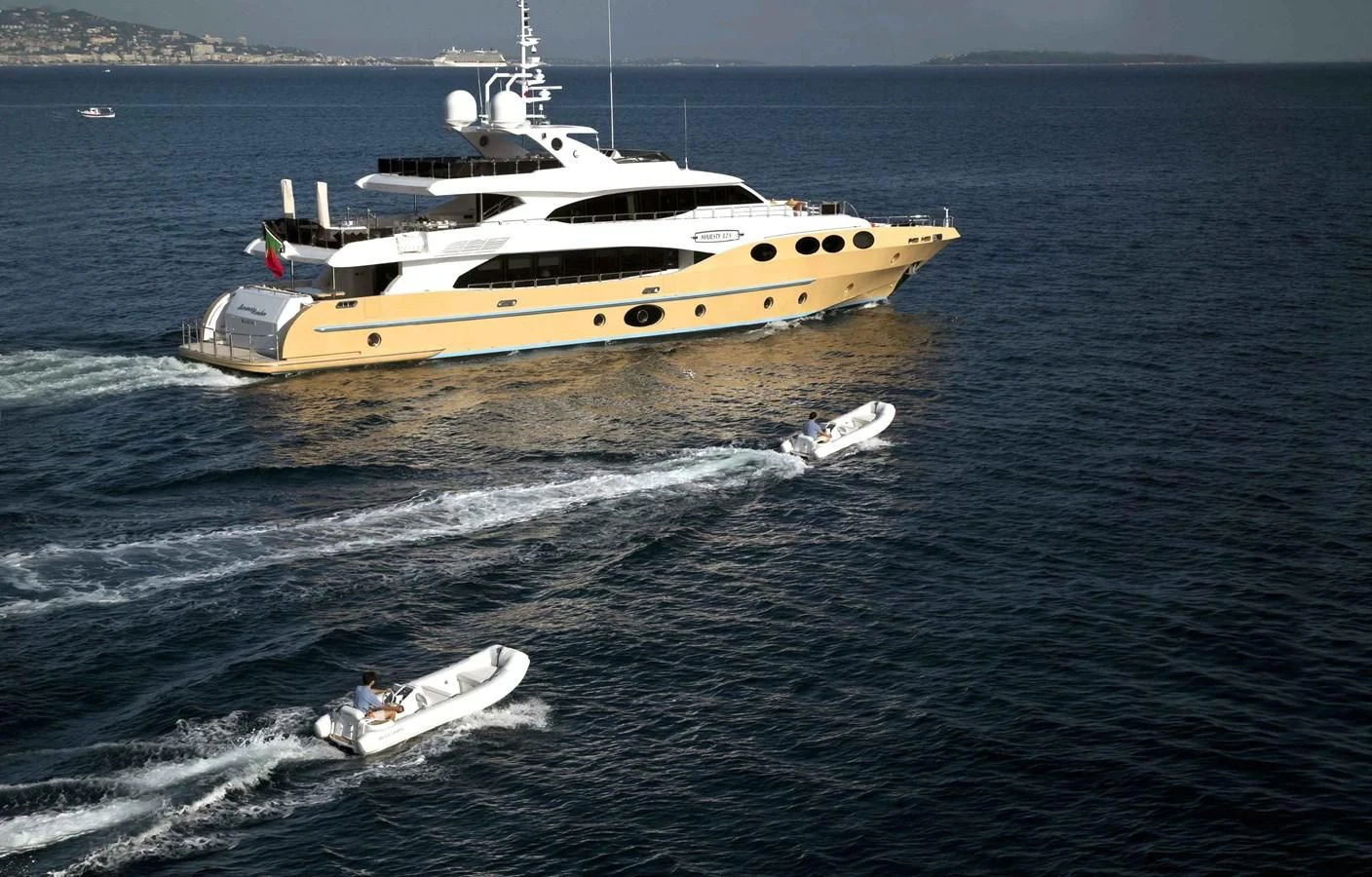a boat on the water aboard GRAND CRU Yacht for Sale