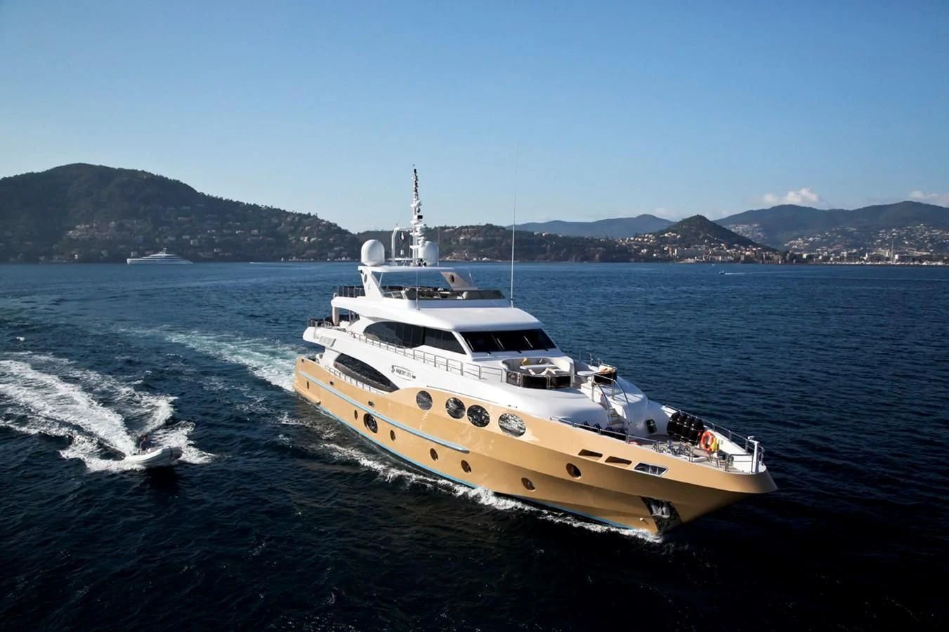 a boat on the water aboard GRAND CRU Yacht for Sale