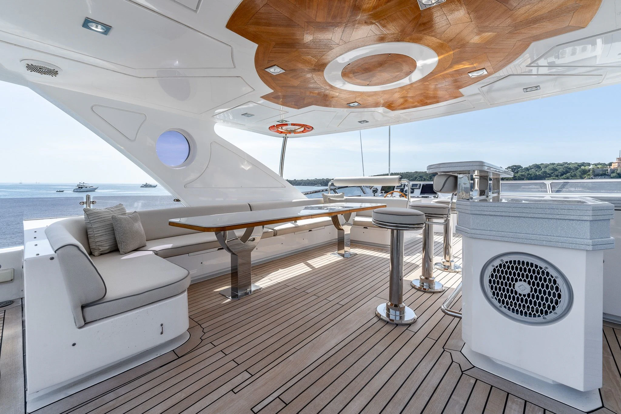a boat on a deck aboard GRAND CRU Yacht for Sale