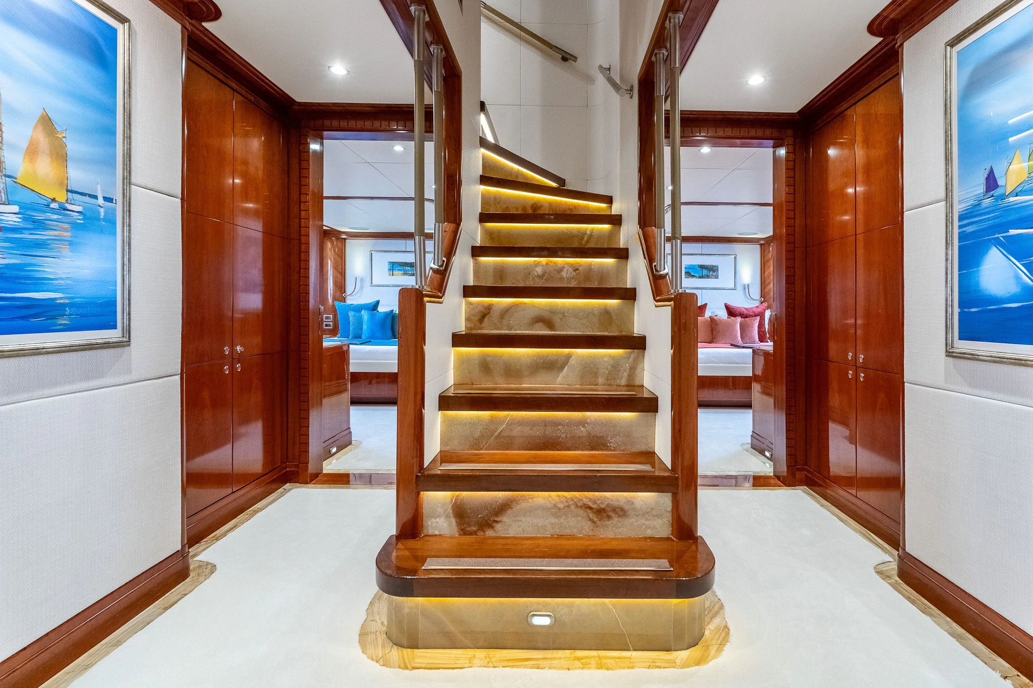 a staircase in a building aboard GRAND CRU Yacht for Sale