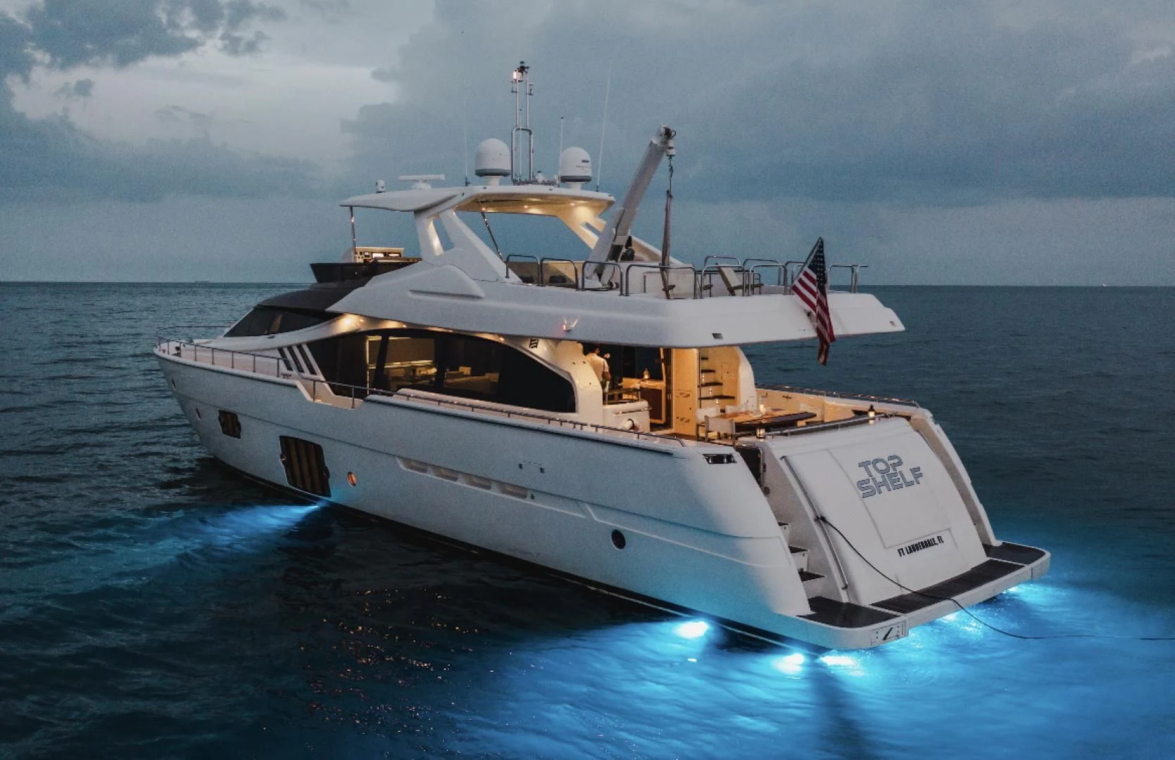 a large white boat in the water aboard TOP SHELF Yacht for Sale