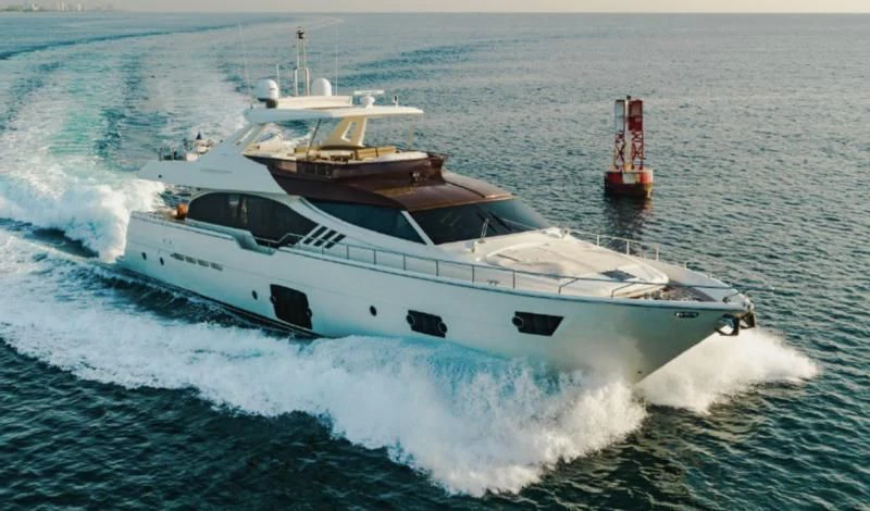 a boat on the water aboard TOP SHELF Yacht for Sale