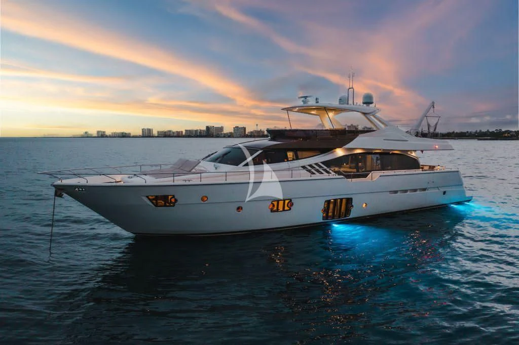 a white yacht in the water aboard TOP SHELF Yacht for Sale