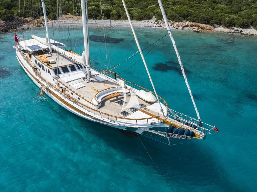 a boat on the water aboard CANER IV Yacht for Sale