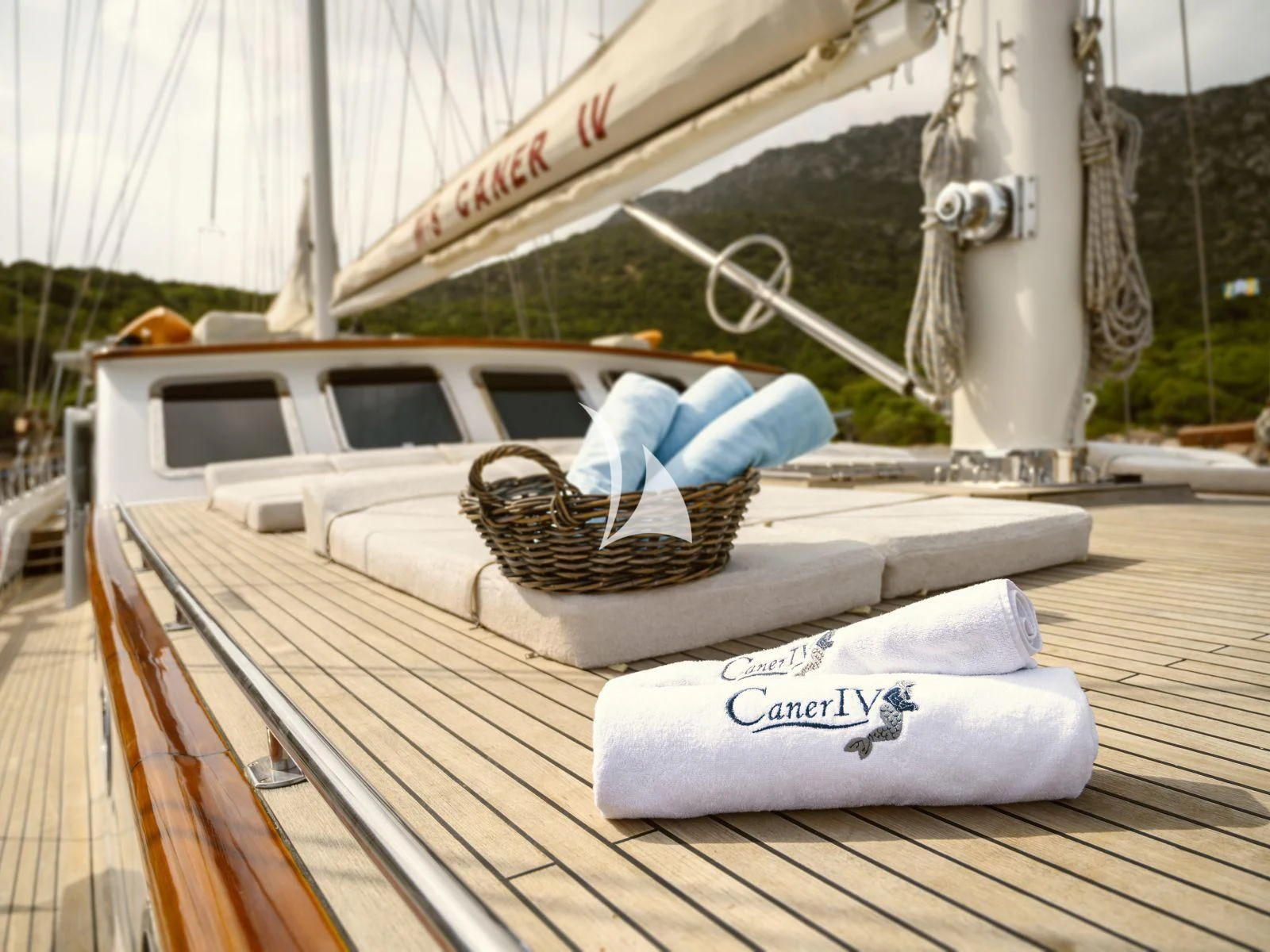 a boat on a dock aboard CANER IV Yacht for Sale