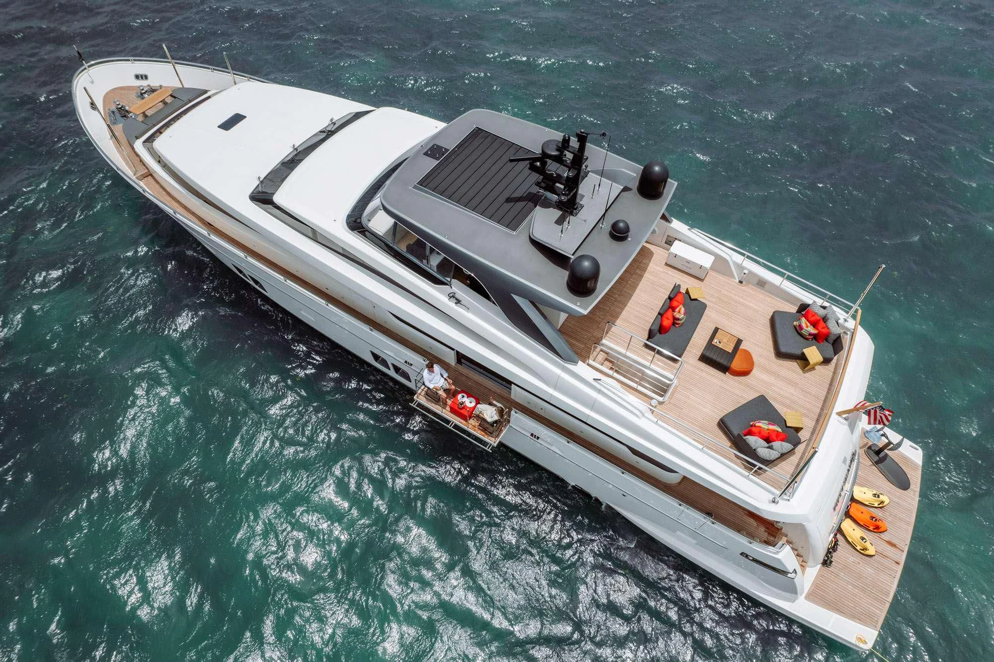 a high angle view of a boat aboard FIFTY SHADES Yacht for Sale
