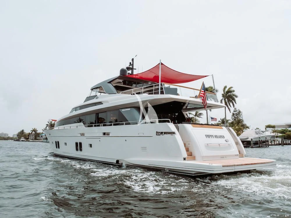 a boat on the water aboard FIFTY SHADES Yacht for Sale