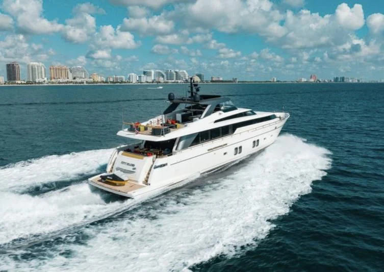 a boat on the water aboard FIFTY SHADES Yacht for Sale