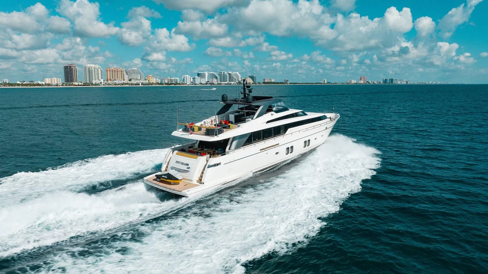 a boat on the water aboard FIFTY SHADES Yacht for Sale