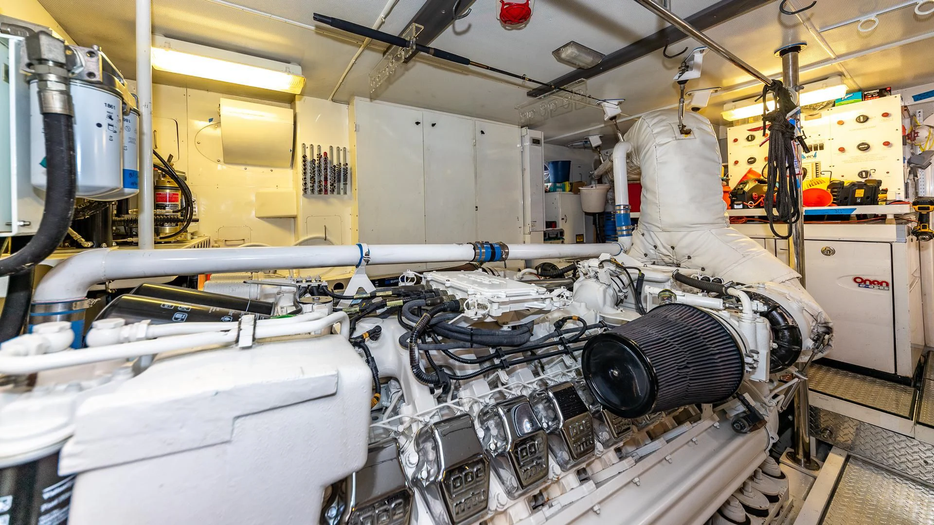 a large machine in a factory aboard HOPE FLOATS Yacht for Sale