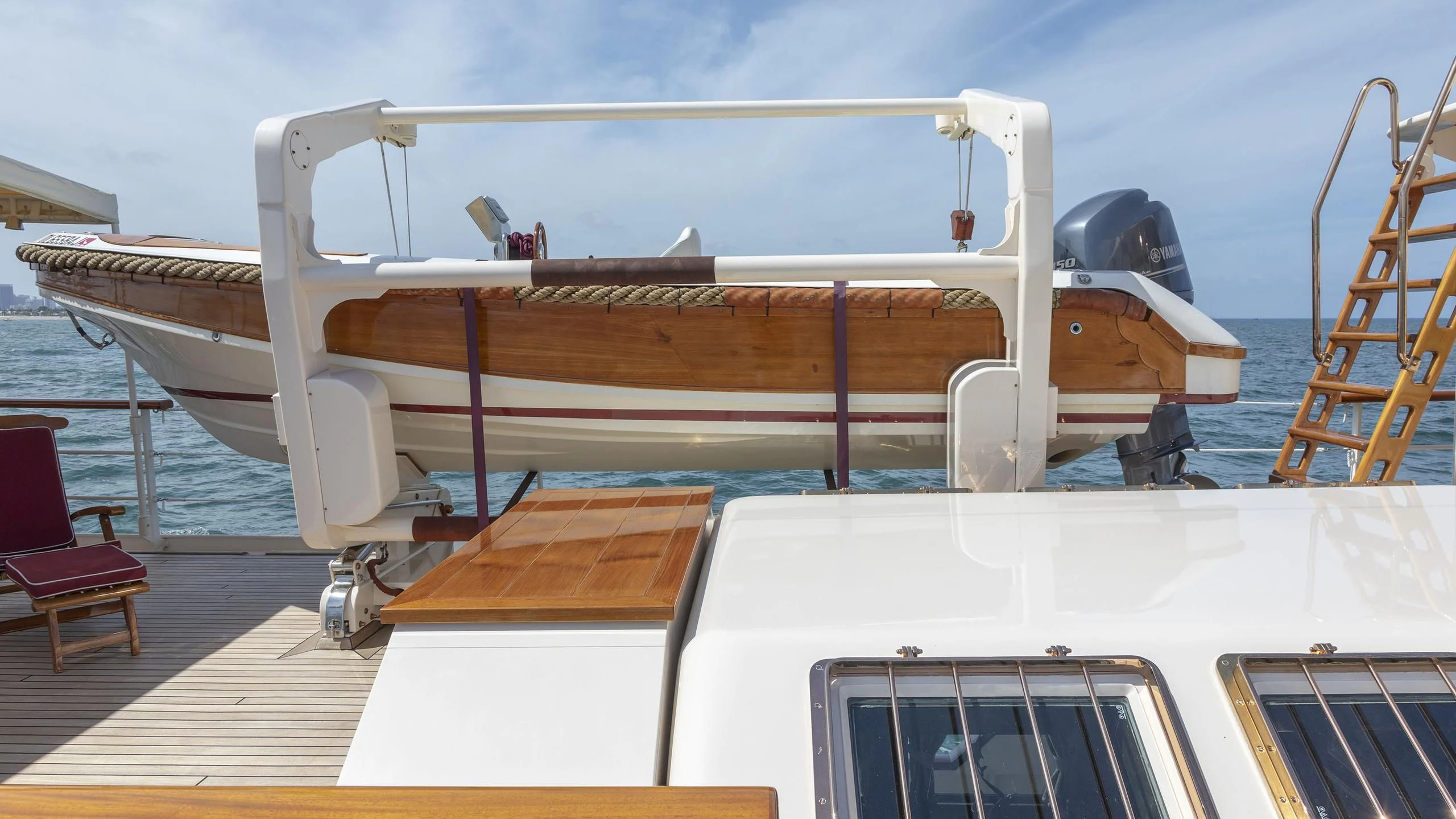 a boat on a deck aboard MONTREVEL Yacht for Sale