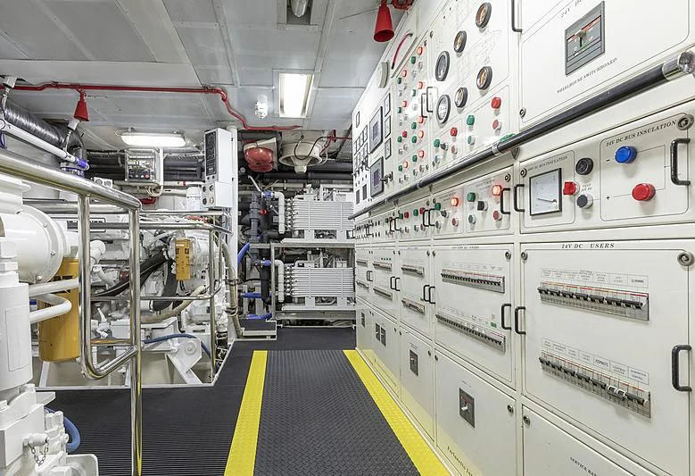 a room with white machines aboard MONTREVEL Yacht for Sale