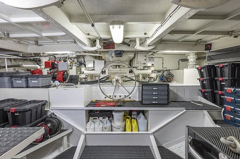 a large room with machinery aboard MONTREVEL Yacht for Sale
