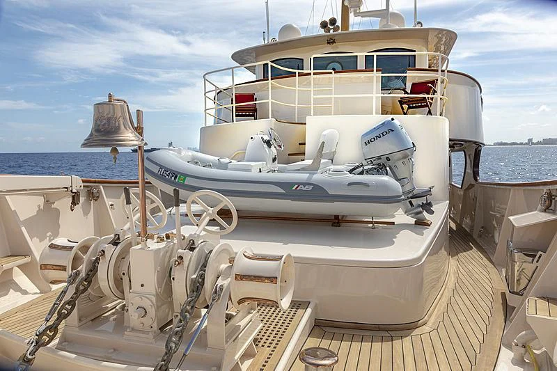 a boat on a deck aboard MONTREVEL Yacht for Sale