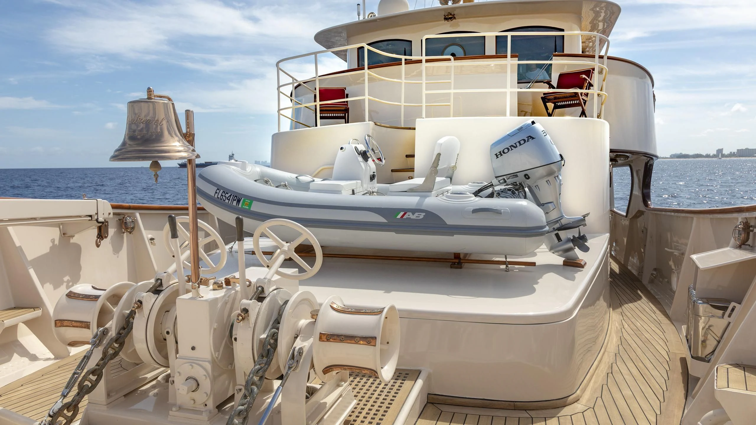 a boat on a deck aboard MONTREVEL Yacht for Sale