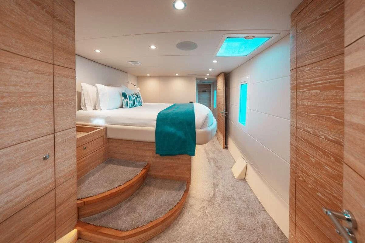 a bathroom with a large mirror aboard SAMARA Yacht for Charter